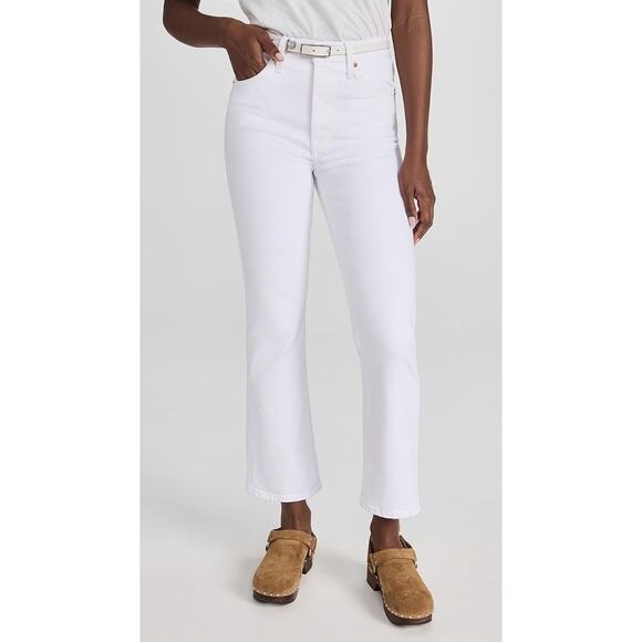 Re/Done 70s High Waisted Crop Boot Jeans White Size 29 Gently Used Quiet Luxury - Picture 1 of 9